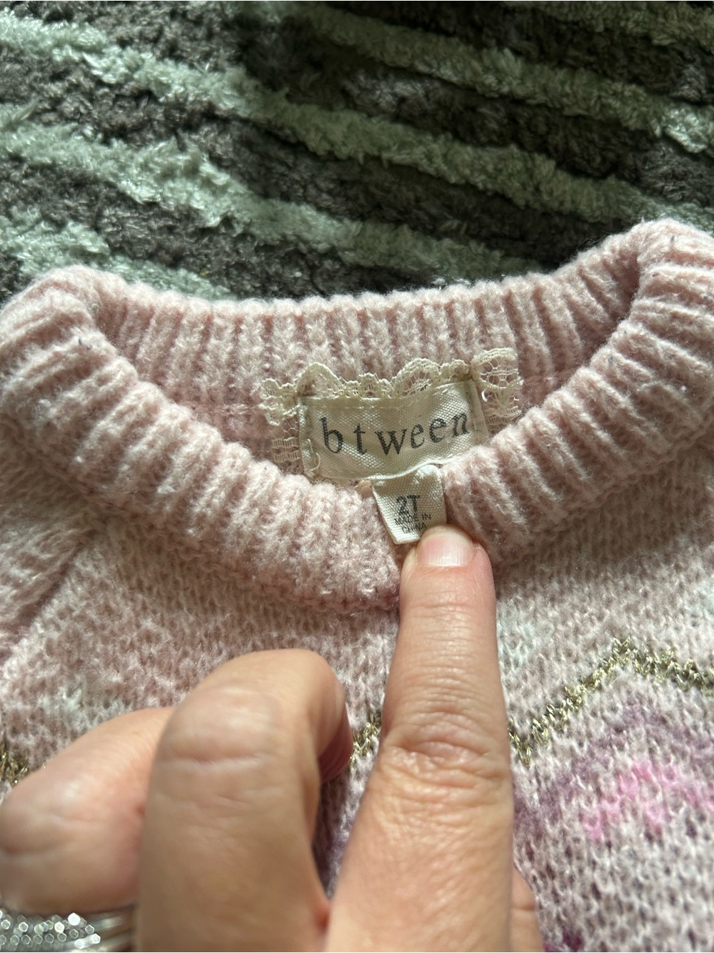 Soft Pink Fair Isle  Toddler Sweater - Picture 2 of 4
